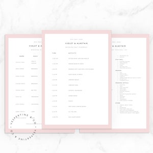 Wedding Timeline Template Bridal Wedding Day Schedule, Packing List Tasks List Editable in Microsoft Word Apple Pages Violet Suite image 8