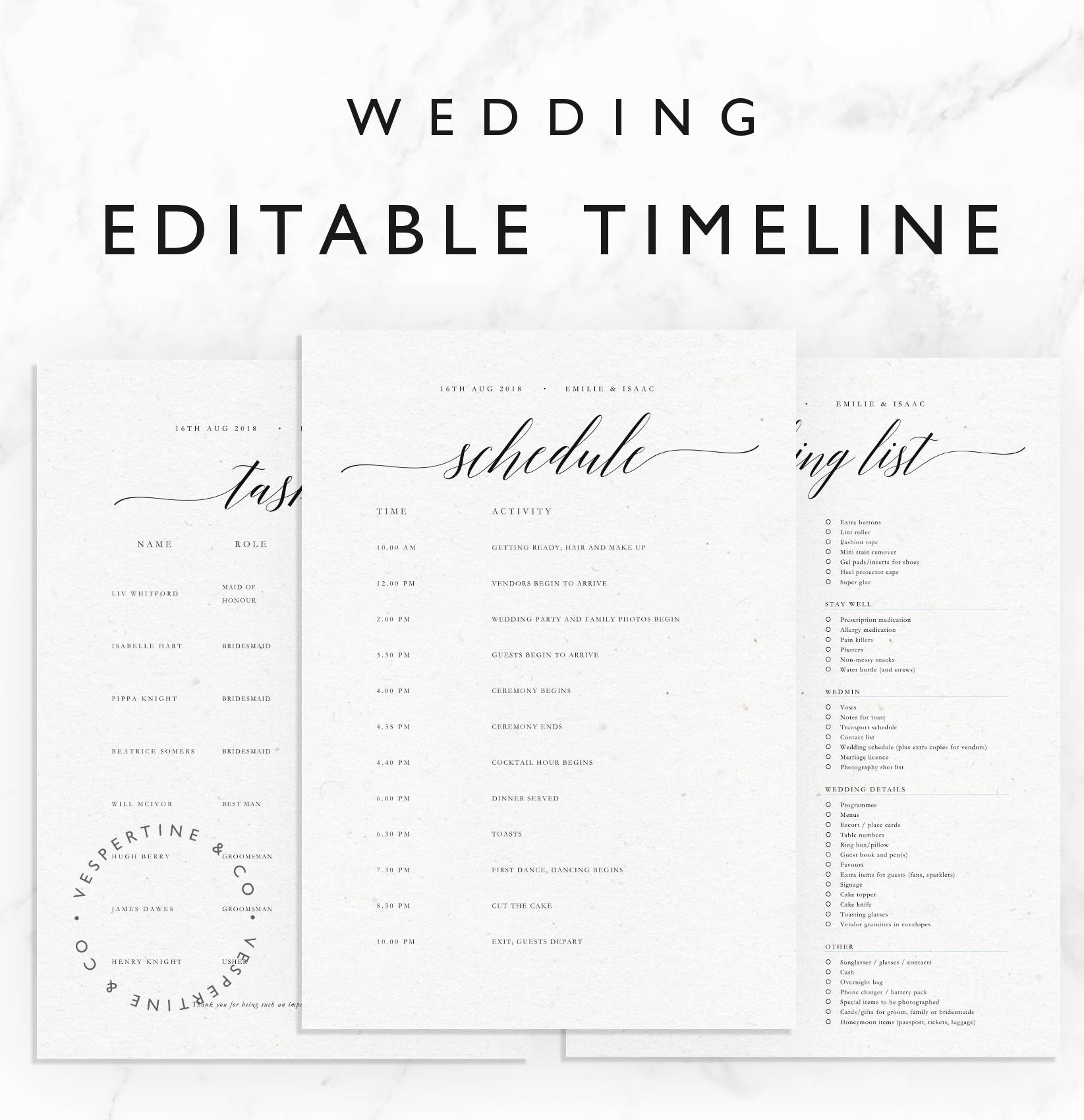 Wedding Agenda Templates