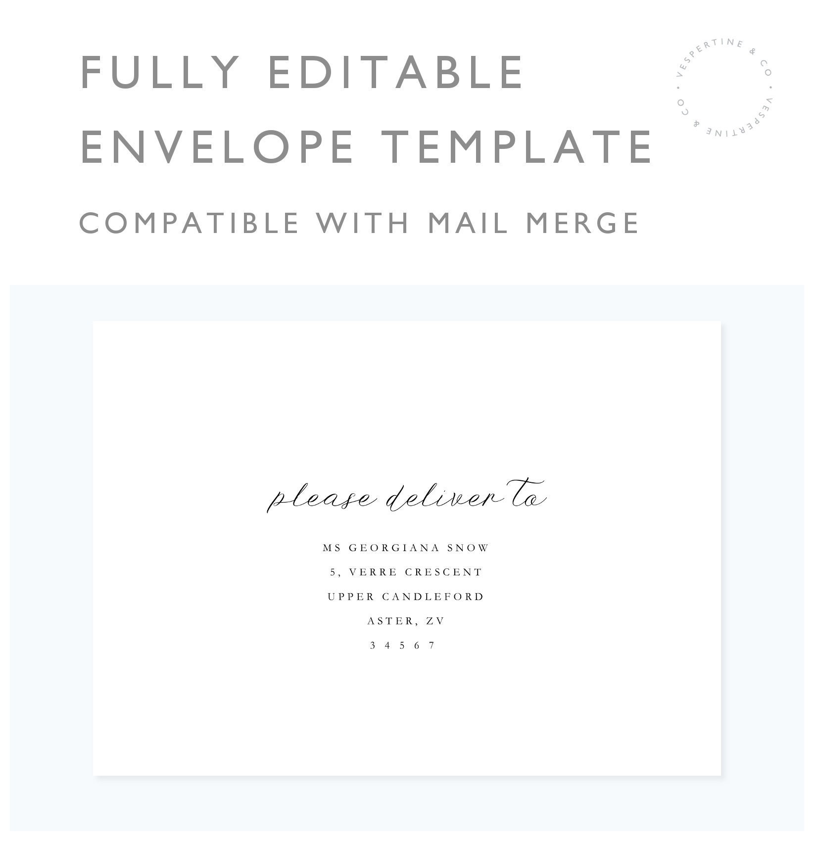 printable envelope address template fully editable wedding etsy
