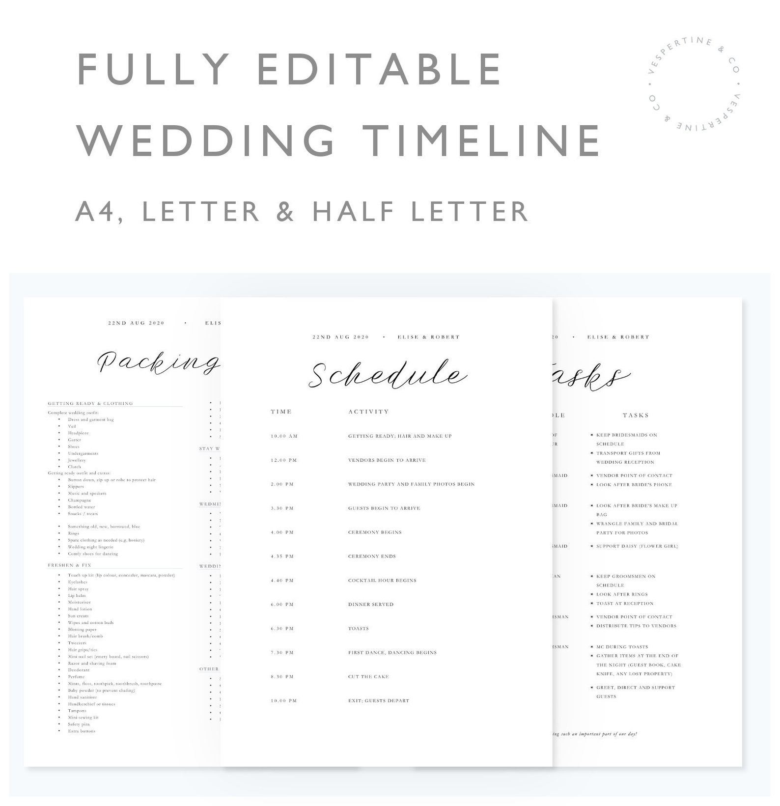 editable-wedding-timeline-template-minimal-wedding-day-etsy