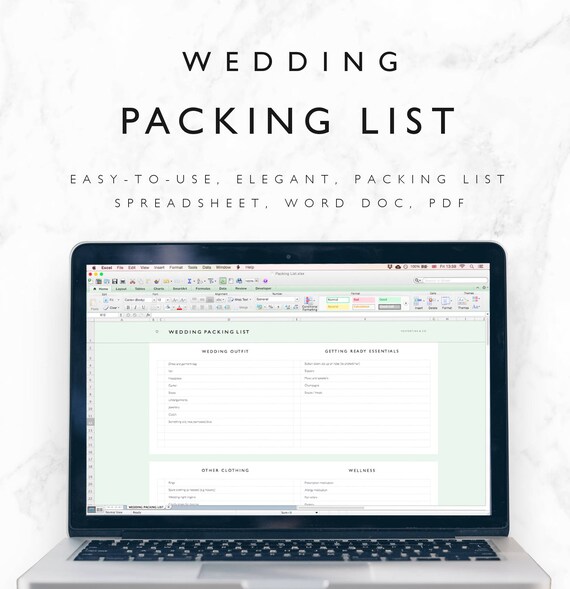 items similar to wedding day packing list template fully editable packing spreadsheet