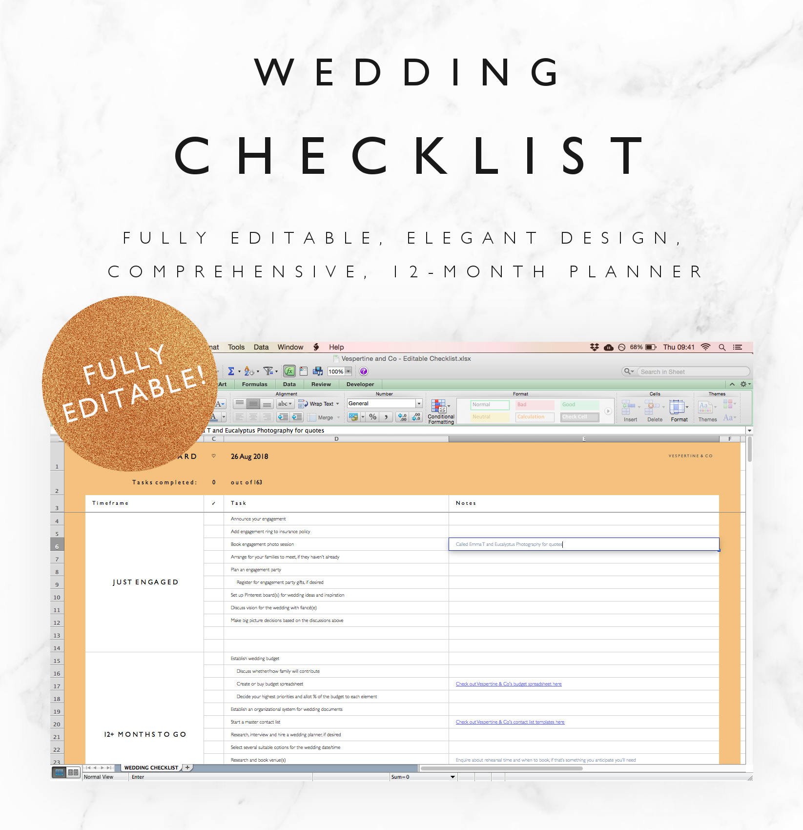 bewerkbare bruiloft checklist excel spreadsheet 12 maand wedding planner checklist excel