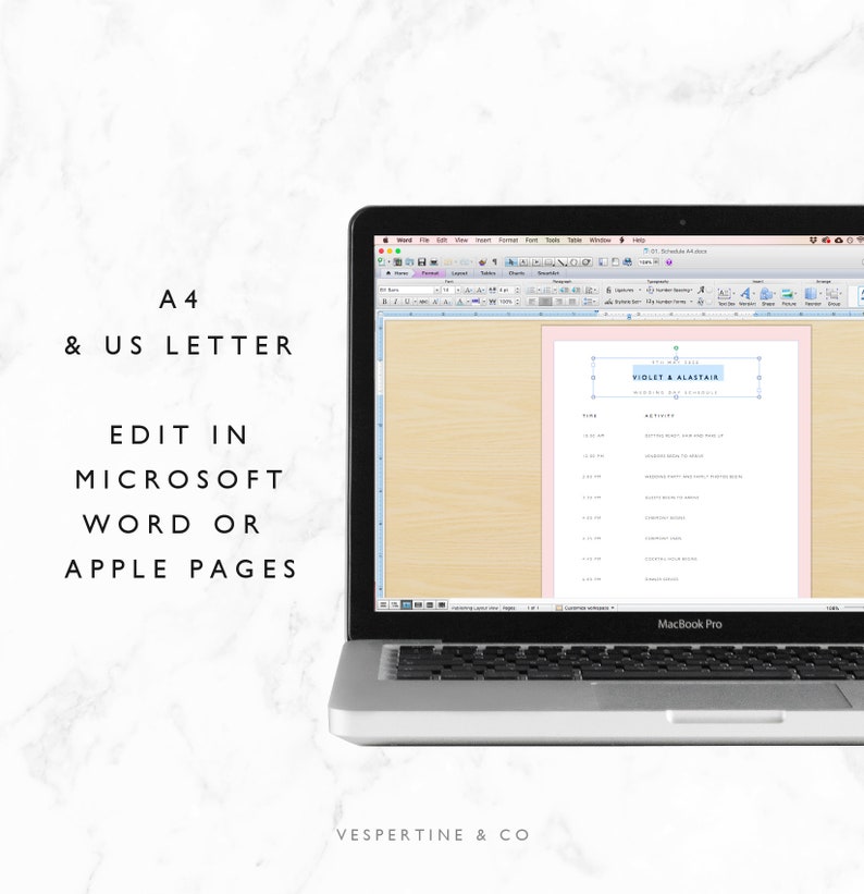 Tasks List \u00b7 Editable in Microsoft Word Packing List Wedding Timeline Template \u00b7 Bridal Wedding Day Schedule Apple Pages \u00b7 Violet Suite