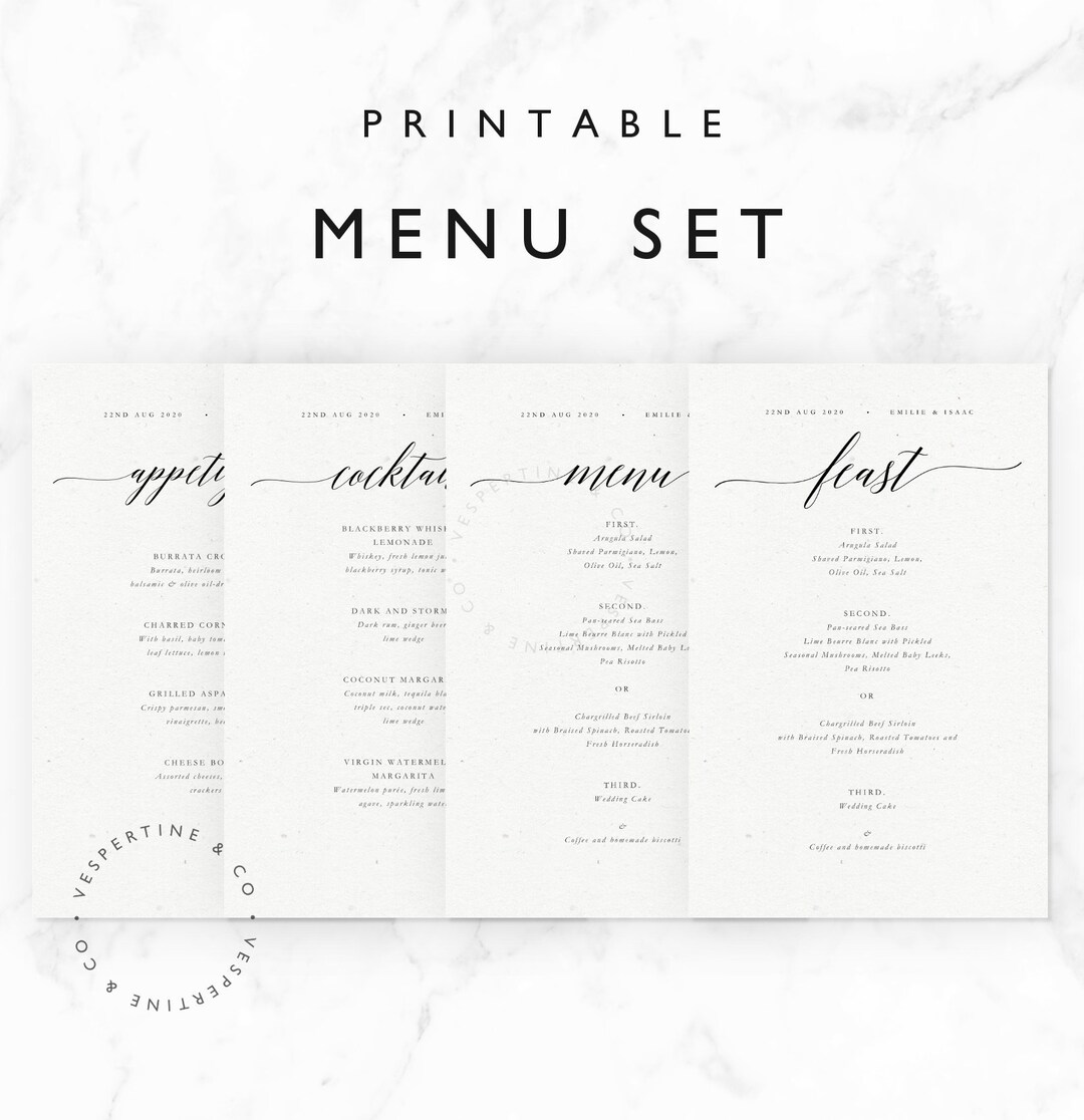 Editable Menu Template Printable Menu Template Cocktail Etsy Canada