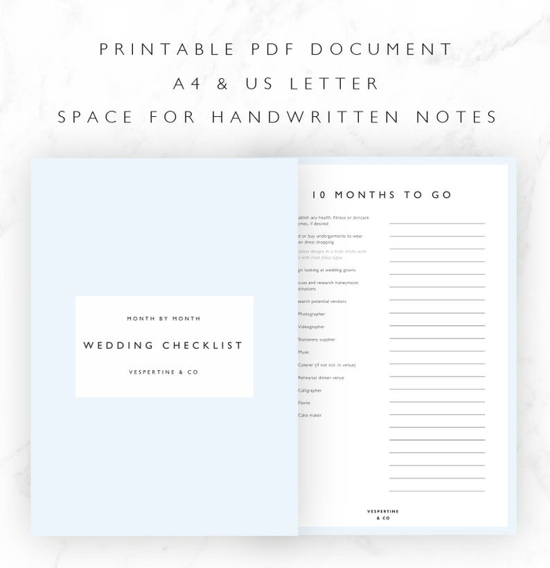 wedding checklist printable 12 month wedding planning etsy