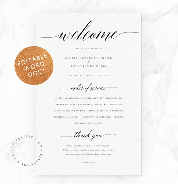 Wedding Ceremony Template Word from i.etsystatic.com