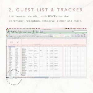 Wedding Guest List Planner and Guest List Tracker Excel Spreadsheet Google Sheets Wedding RSVP tracker, Guest Spreadsheet Editable image 5