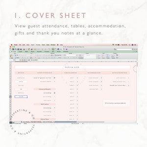 Wedding Guest List Planner and Guest List Tracker Excel Spreadsheet Google Sheets Wedding RSVP tracker, Guest Spreadsheet Editable image 3