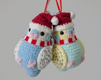 Crochet Budgie Christmas Ornament: Personalized Parrot Gift