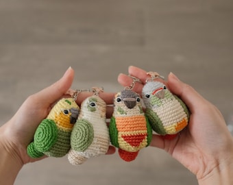 Custom Name Conure Keychain Crochet Amigurumi, Crochet bird, Gift for parrot lovers
