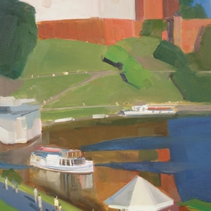 Wawel Castle, Cracow, Oil painting, canvas. Genuine piece of art made from nature. Modern painting, Jarosław Tarnowski.