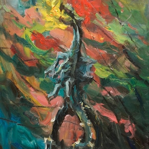 Wawel Dragon. Cracow, Oil painting, canvas on a stretcher. City landscape painted from the nature. Jarosław Tarnowski