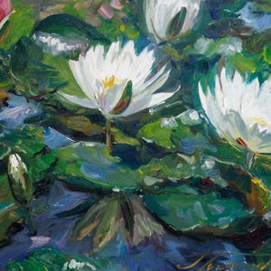 Lilies, Lilie, Oil painting, canvas. Olej, płótno. Prawdziwe dzieło sztuki.