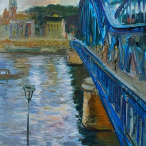 Above Vistula. Cracow, Oil painting, canvas on a stretcher. City landscape painted from the nature. Jarosław Tarnowski