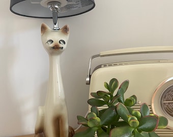 Vintage kitsch upcycled cat lamp