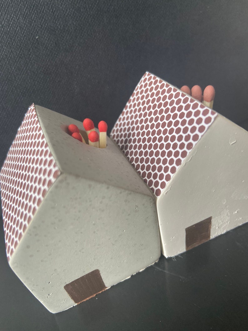 Concrete House Match Holder With Striker Etsy