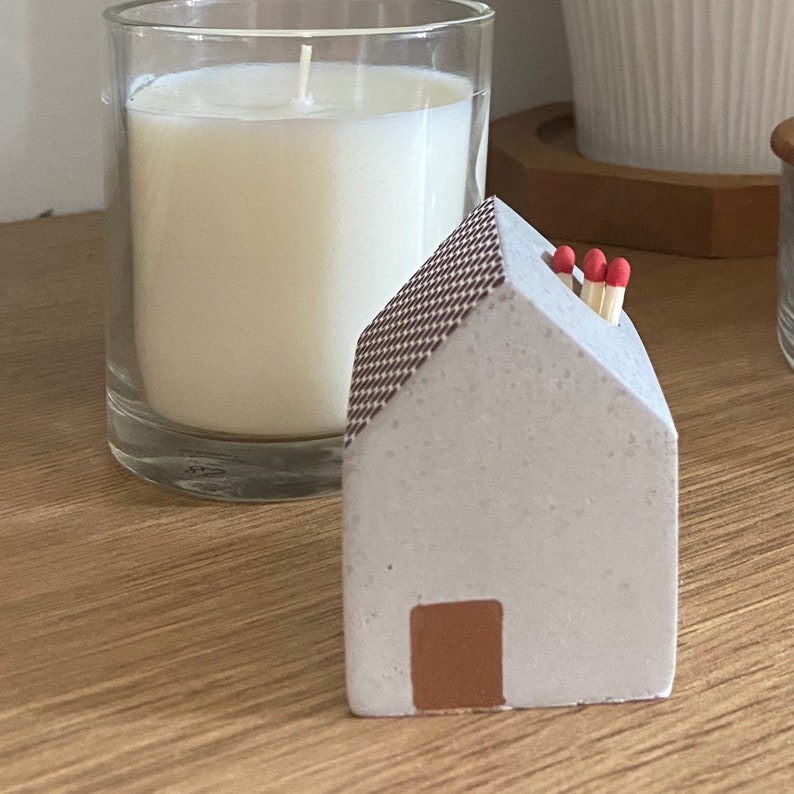 Concrete House Match Holder With Striker Etsy
