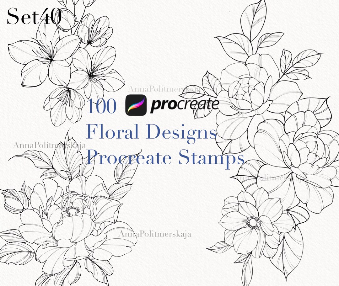 Procreate Flower Stamp, Garden Flowers Brush Set - Etsy