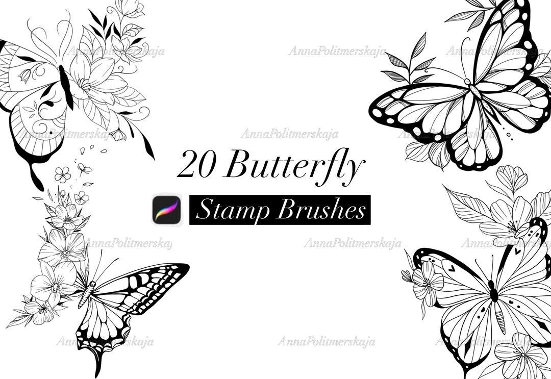 20 Butterfly Stamps for Procreate Reproduction Butterfly Etsy