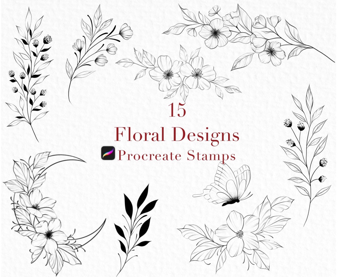 Procreate Botanical Stamps, Floral Procreate Stamps, Procreate Flowers ...