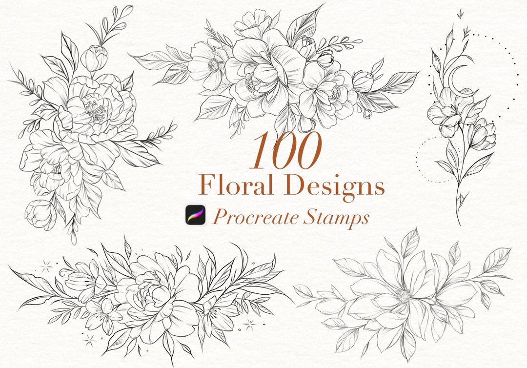 Procreate Flower Stamp, Peony Brush Set - Etsy