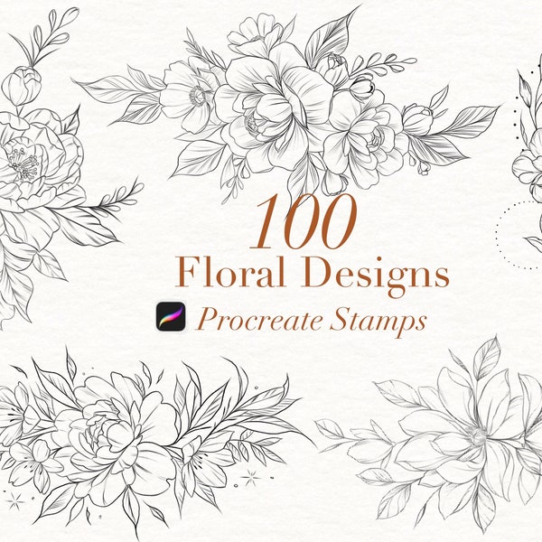 Procreate flower stamp, ensemble de pinceaux pivoine