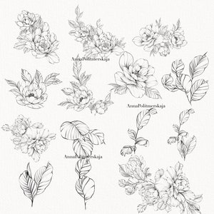 Procreate Flower Stamp Peony Brush Set - Etsy