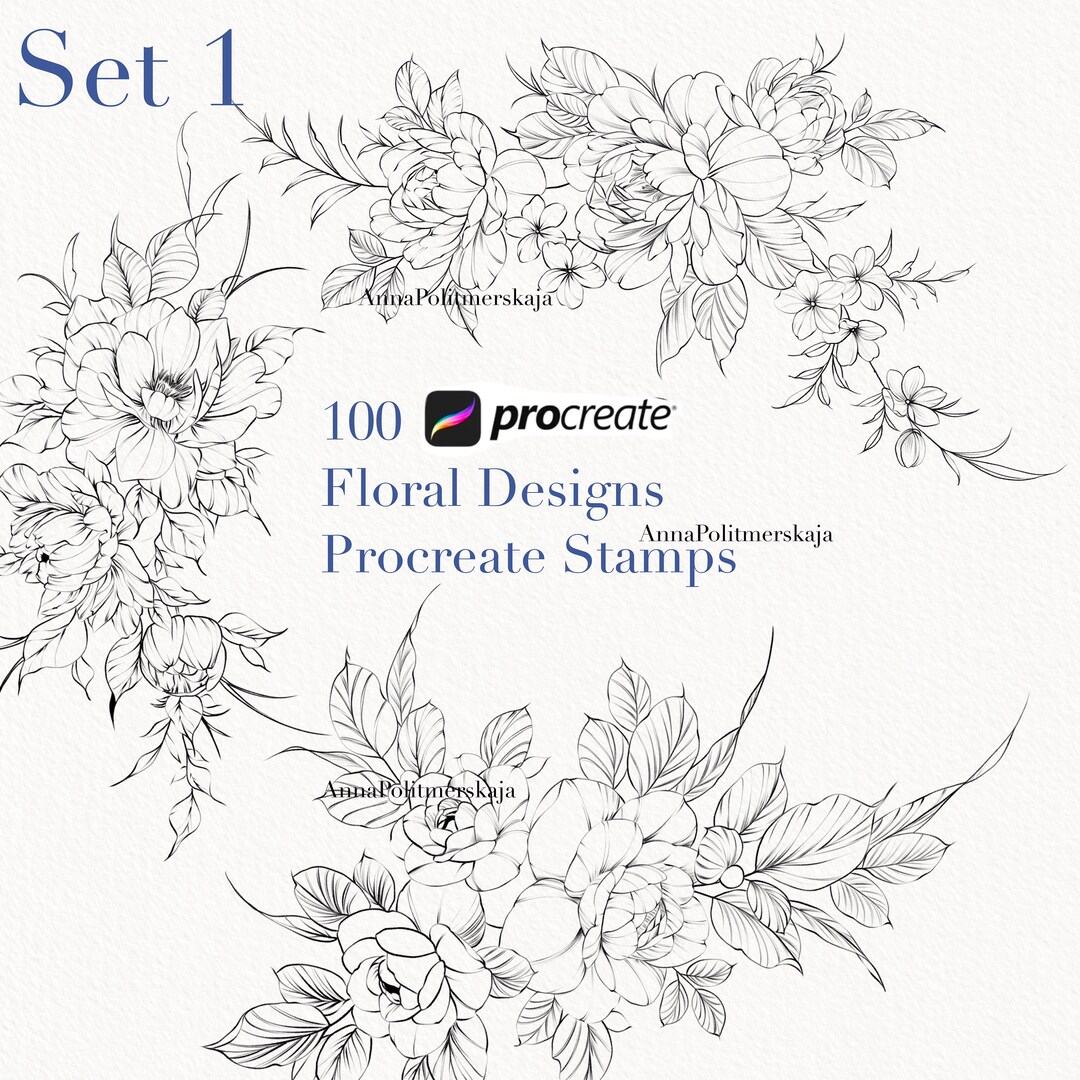 Procreate Flower Stamp, Peony Brush Set - Etsy