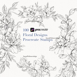 Procreate Flower Stamp Peony Brush Set - Etsy