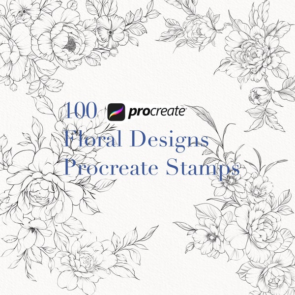 Procreate flower stamp, ensemble de pinceaux pivoine