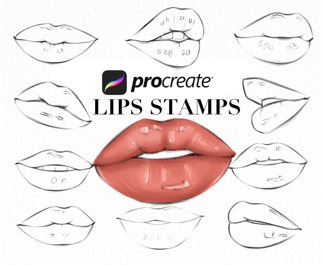 Lip Stamps Procreate, Procreate Brushes, Procreate Lips, Procreate