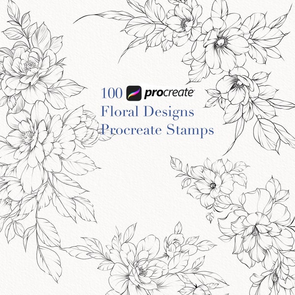 Procreate flower stamp, ensemble de pinceaux pivoine