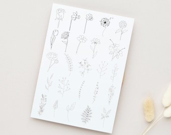 Tatuajes temporales de flores silvestres minimalistas / Tatuajes etéreos / Tatuajes de flores / Tatuaje de festival / Tatuajes falsos / Estilo de mezcla de regalos boho
