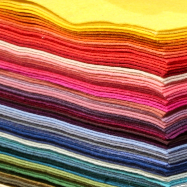 44" Wide Wool Felt - Wide range Felt sold by the yard 1/2 yard Large Sheets of soft felt Vibrant and Durable