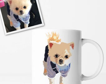 Personalized Mug with Your Photos, Unique Custom Dog Mug - Dog Pet Illustration Coffee Mug Dog Lover Gift Pet Art