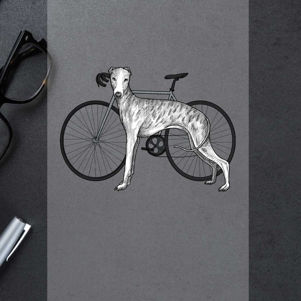 Machine de presse thermique Iron Transfer Print Designs prête à presser Chien à vélo #70138d