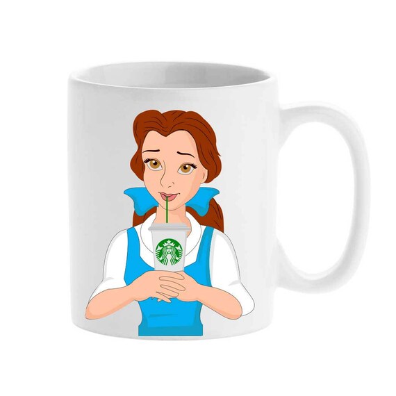 Personalized Mug Cup Starbucks Cartoon Mug Belle Beauty And Etsy