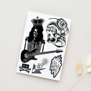 Temporary Tattoos Start a Unique Musical Journey with Music Skull Concept Blended Tattoo Stickers