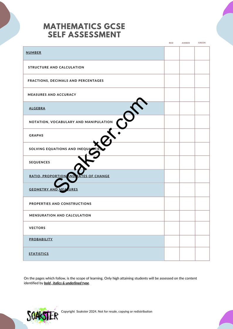 Collums Gcse GCSE Maths Revision Aid, Study Self-assessment, Maths GCSE Revision ...