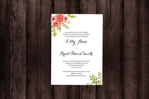 Red coral wedding ceremony invitation printable marriage invite invitation obtain invitation with rsvp suite floral invite floral invitation image regarding Etsy Wedding Invitations Printable titled Purple coral wedding day invitation printable wedding day invite invitation obtain invitation with rsvp suite floral invite floral invitation