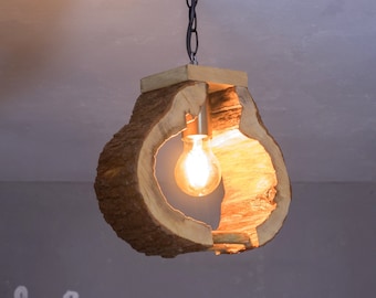 Original Solid wood pendant light, Driftwood hanging light, Rustic wood lighting, Wooden chandelier, Pendant light, Wood lamp, Ceiling light