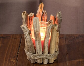 Handcrafted Driftwood Candleholder/ Bonfire Candleholder for tabletop decoration/ Unique Candleholder with Natural Driftwoods from Ukraine