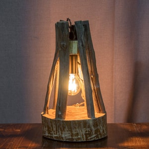 Wood table lamp, Driftwood light, Oak branch lamp shades, Wooden Lamp, Rustic wood lamp, Table lamp, Handcrafted lamp, Unique wood light