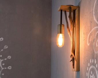 Wood sconces, Driftwood wall Lamp, Tree branch wall lighting, Reclaimed Wood lamp, Wood wall fixture, Rustic wall light, Accent wood lamp