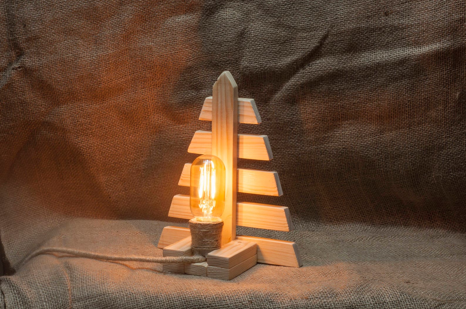 Christmas tree lamp New Year tree lamp Wood lamp Table Etsy