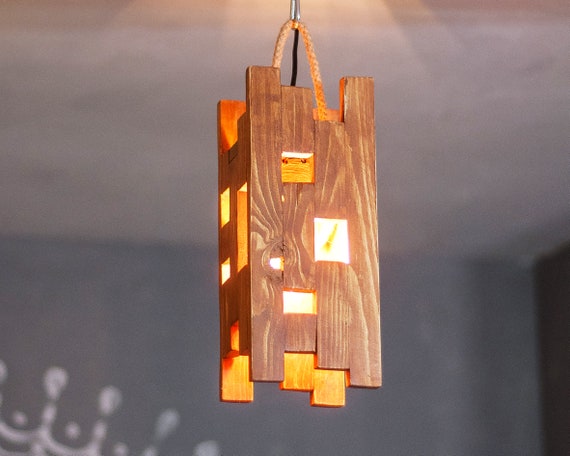 Wood Hanging Lamp Pendant Light Wood Lamp Wooden Lamp Etsy