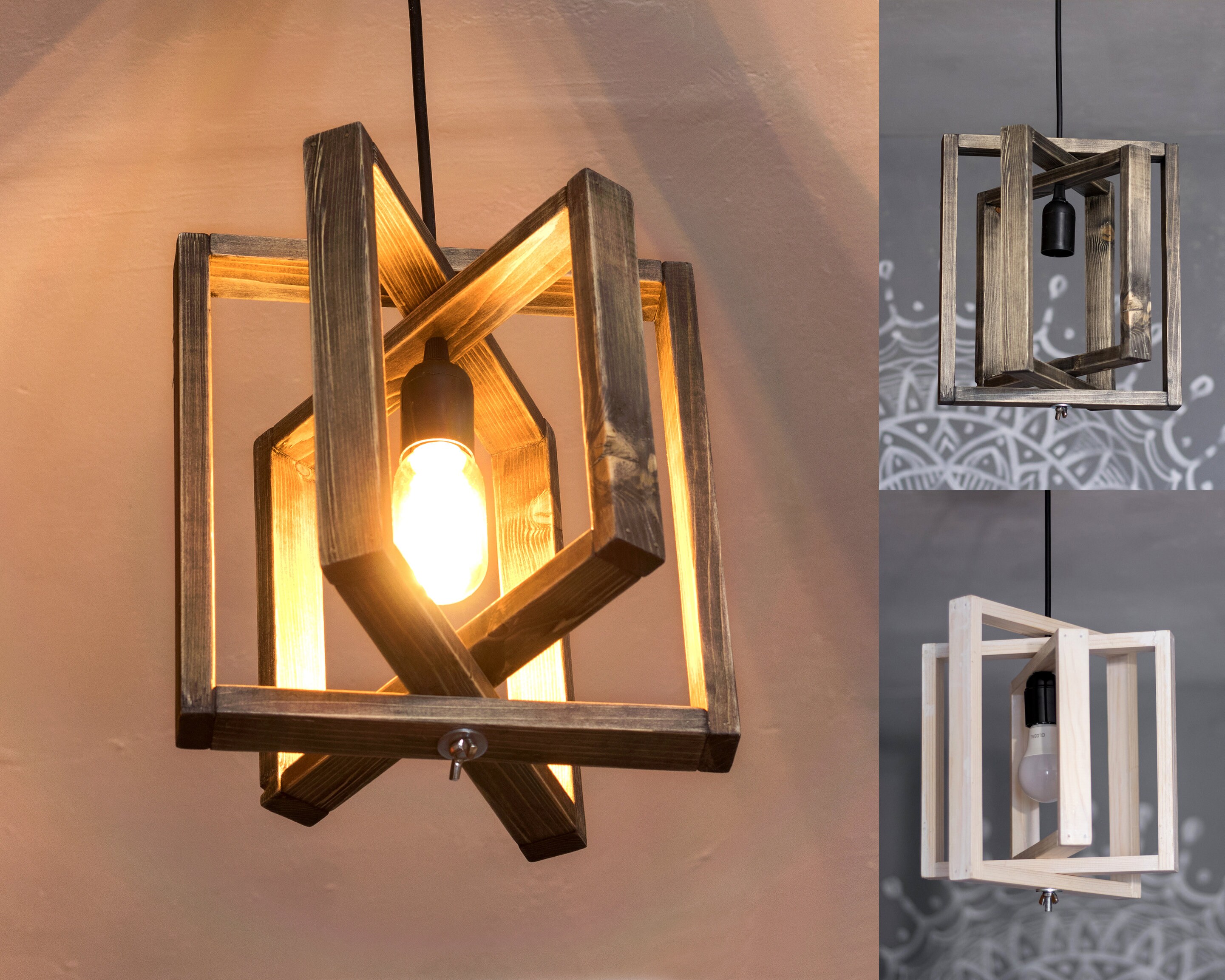 Wooden hanging lamp Pendant lighting Wood lamp Wooden lamp Etsy