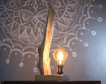 Unique Driftwood lamp for farmhouse decoration/ Original Wood lamp for tabletop decor/ Rustic Wood log lamp/ Wooden Floor lamp