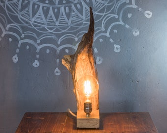 Unique Handmade Wood lamp, Driftwood desk light, Rustic lighting, Wood Table lamp, Rustic lamp, Wood log lamp, Wooden lamp, Floor lamp