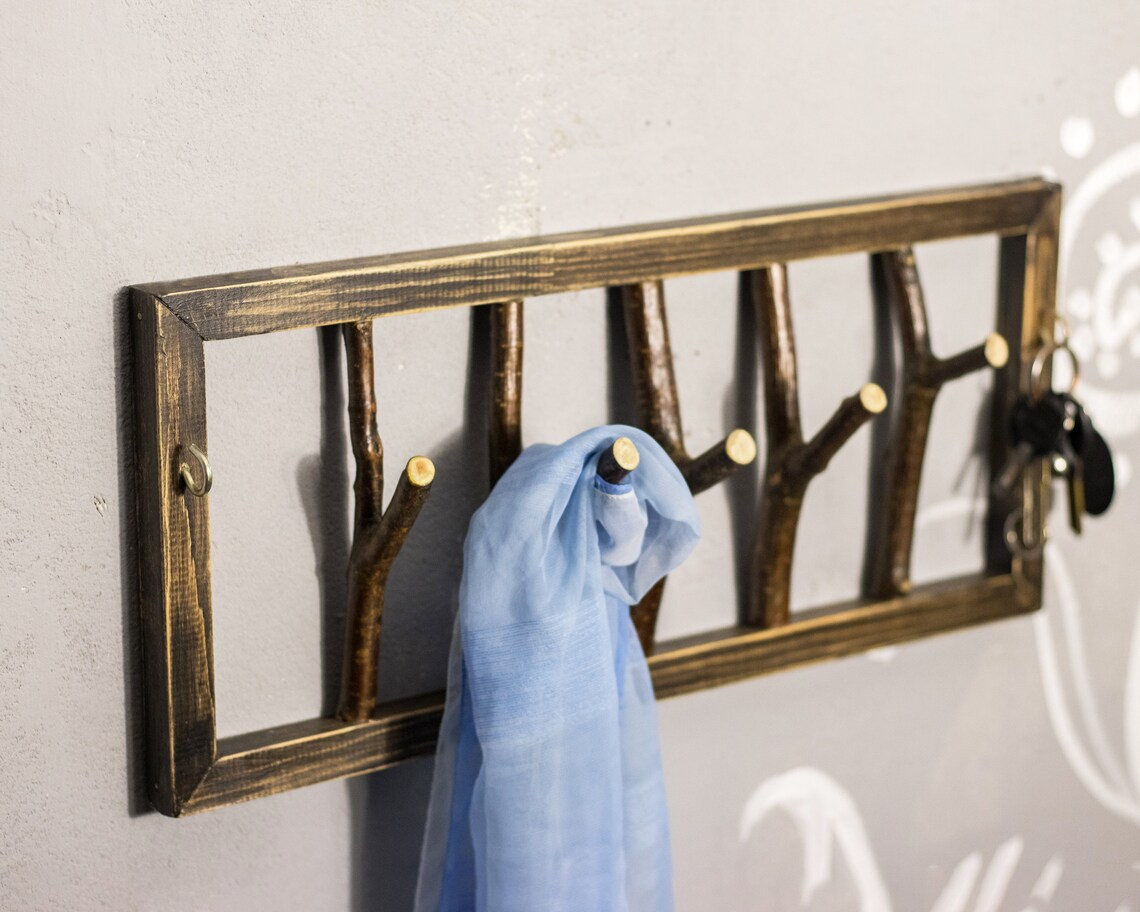 Wall Mount Coat Rack Wood tree branch hook coat rack Etsy